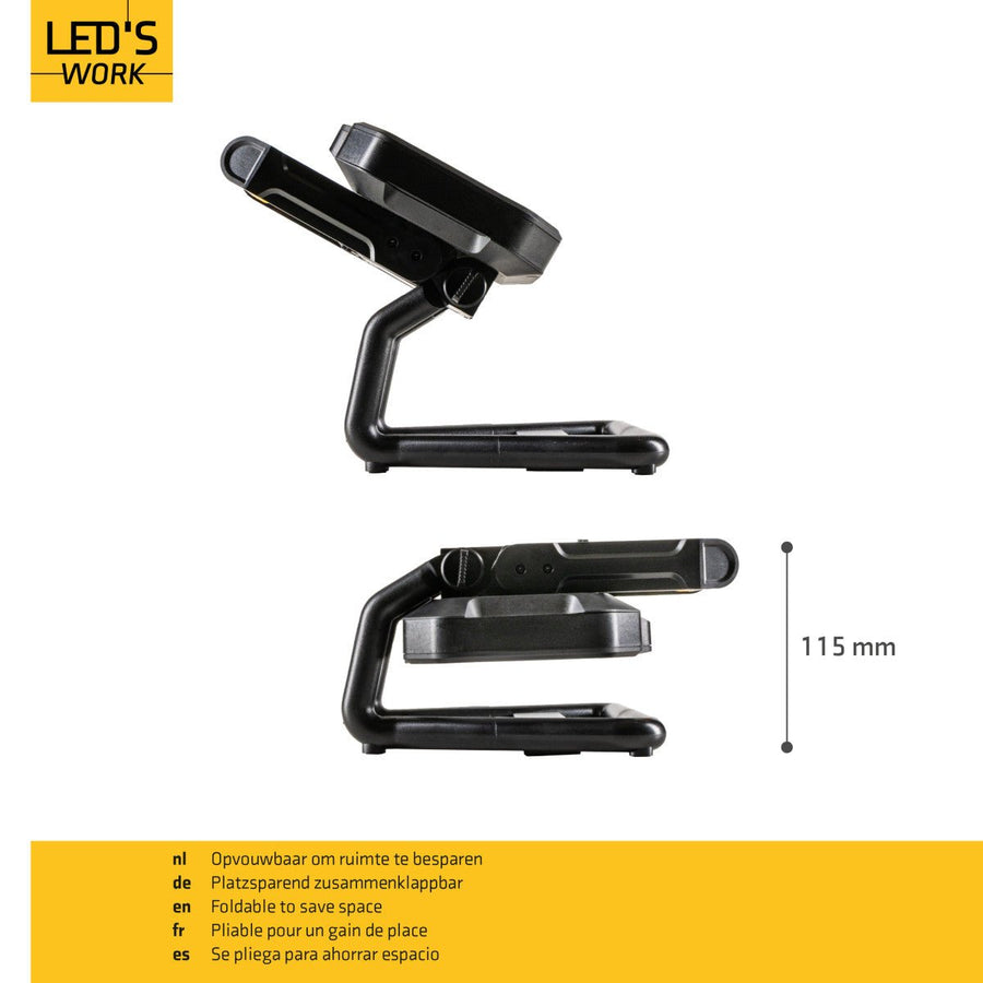 LED's Work LED oplaadbare Bouwlamp 20W 2000lm - Werkt draadloos op accu - Stof- en waterdicht - Inklapbaar Bouwlampen led.gl
