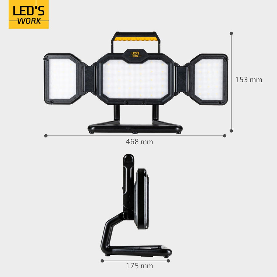 LED's Work LED Bouwlamp Werklamp Oplaadbaar 4000lm 30W Opvouwbaar & Compact Werklampen led.gl
