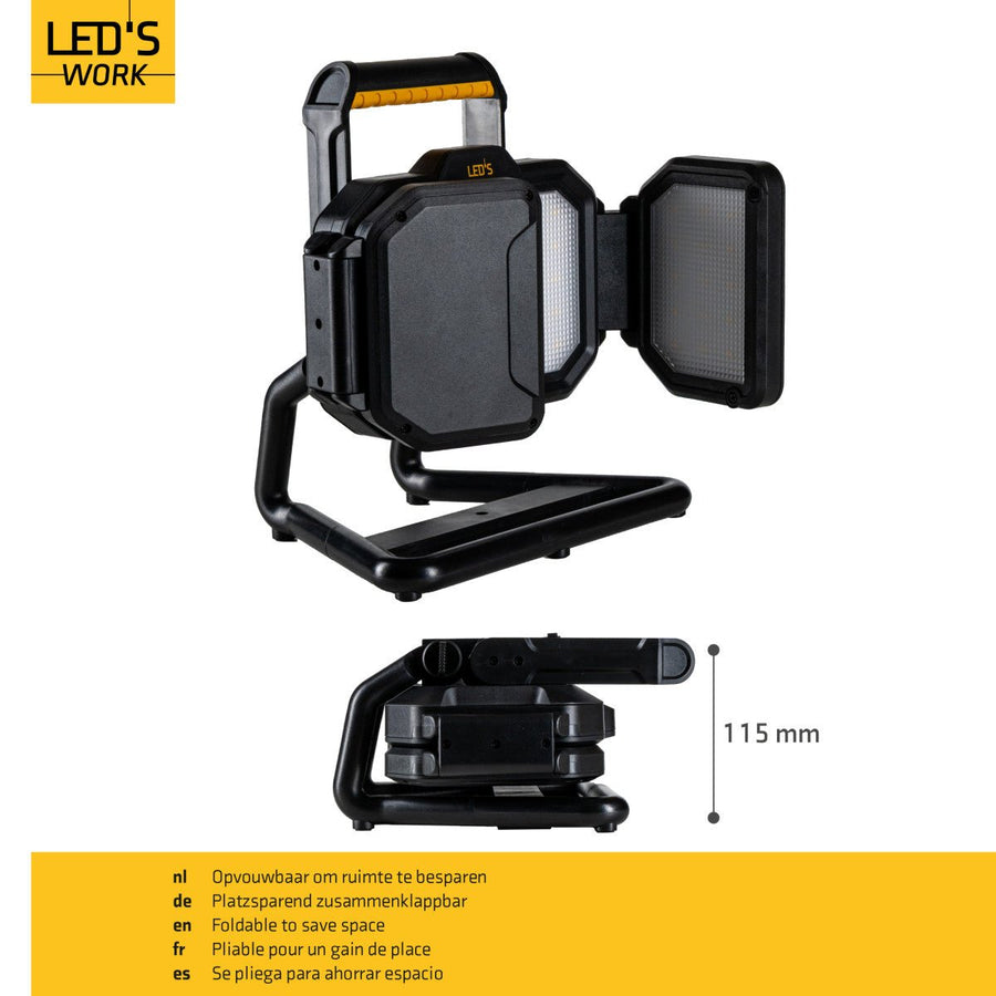 LED's Work LED Bouwlamp Werklamp Oplaadbaar 4000lm 30W Opvouwbaar & Compact Werklampen led.gl