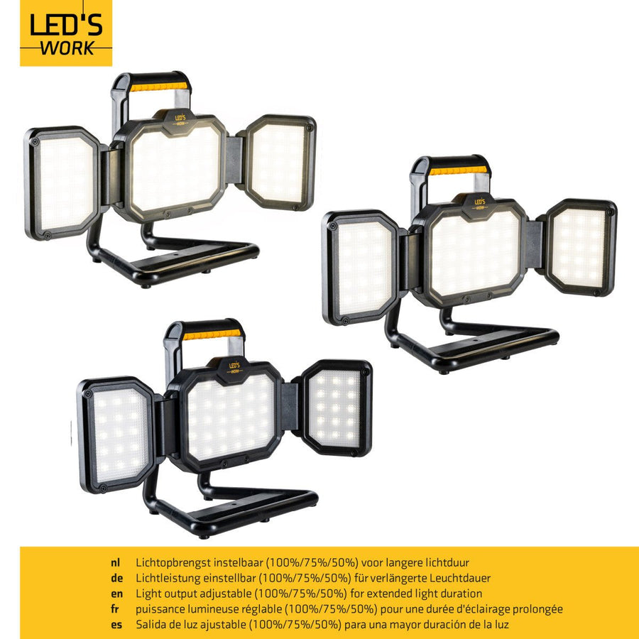 LED's Work LED Bouwlamp Werklamp Oplaadbaar 4000lm 30W Opvouwbaar & Compact Werklampen led.gl