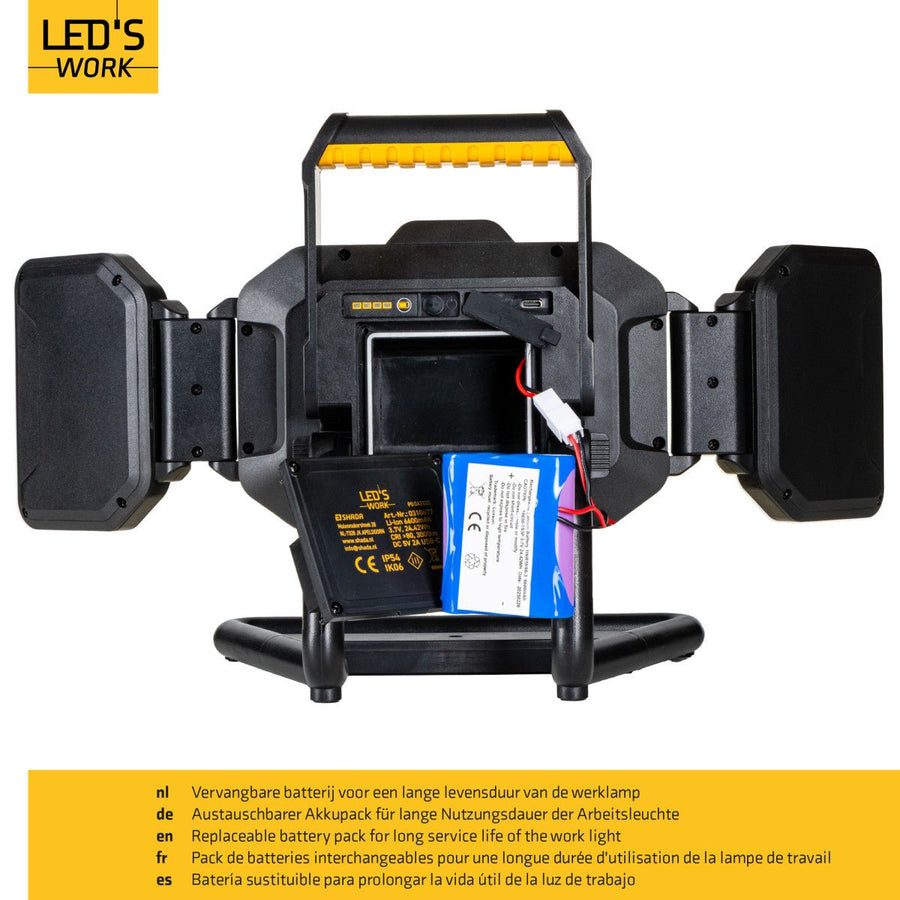 LED's Work LED Bouwlamp Werklamp Oplaadbaar 4000lm 30W Opvouwbaar & Compact Werklampen led.gl