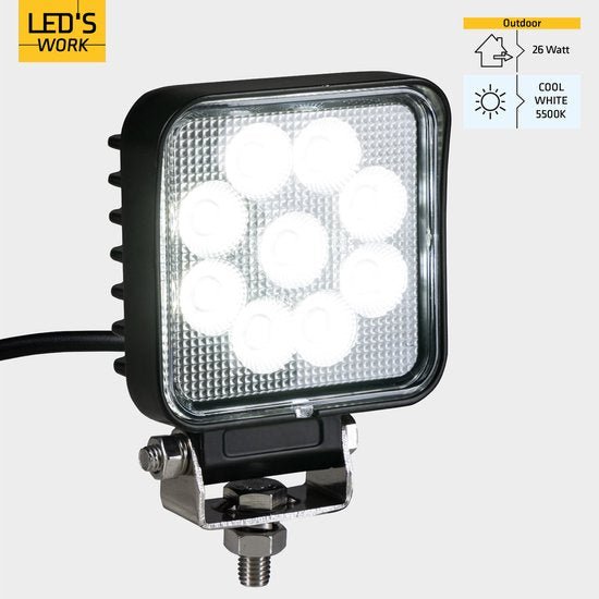 LED's Work LED Schijnwerper voor voertuigen - Geschikt voor tractor, vrachtwagen, auto, bus en schip - 26W Schijnwerpers led.gl