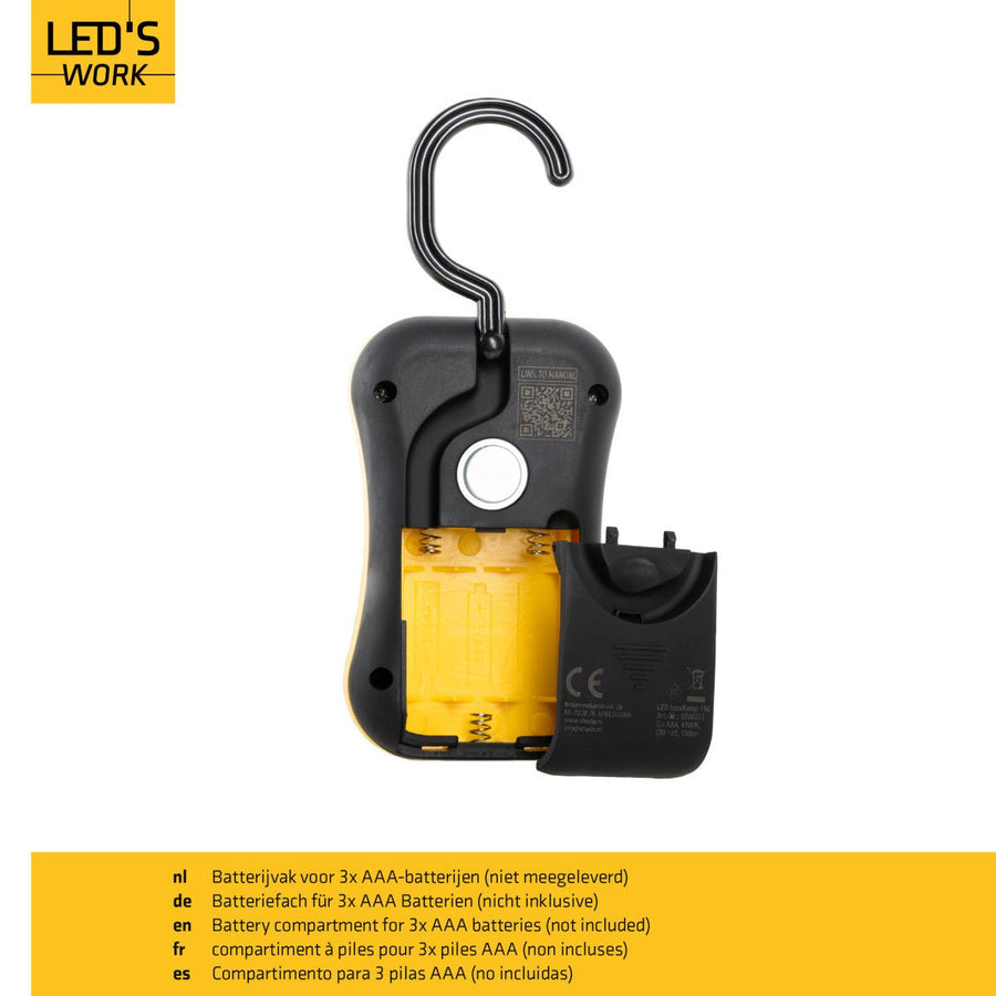 LED's Work MINI Werklamp op batterijen - Draadloos - Werkt op 3 AAA batterijen Bouwlampen led.gl