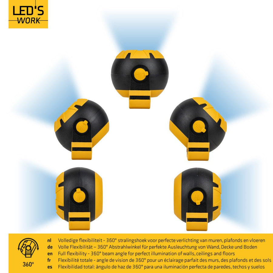 LED's Work Oplaadbare LED Looplamp – Krachtige Draadloze 800 Lumen Werk- & Noodlamp Werklampen led.gl