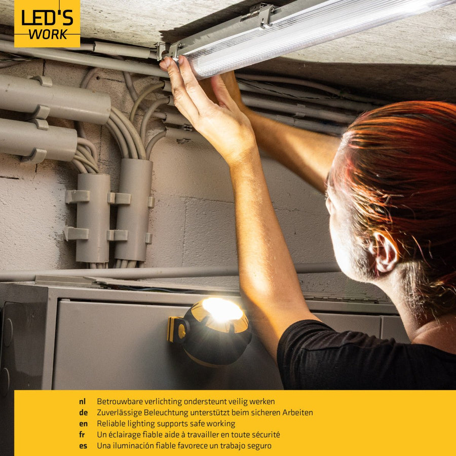 LED's Work Oplaadbare LED Looplamp – Krachtige Draadloze 800 Lumen Werk- & Noodlamp Werklampen led.gl