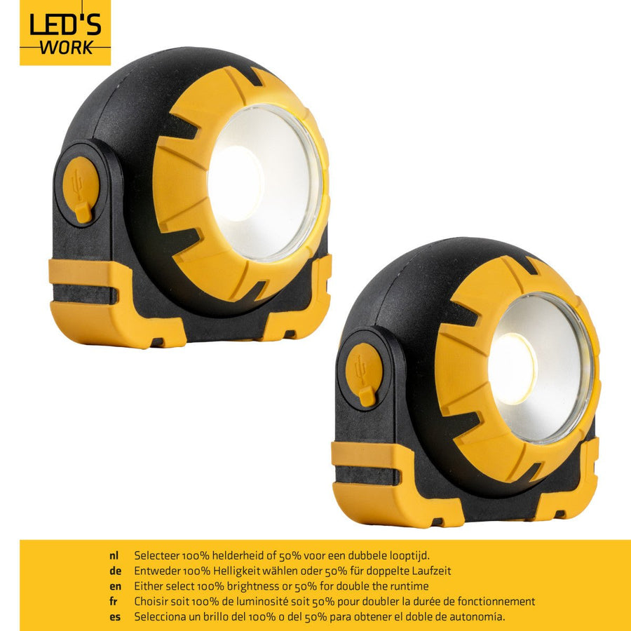 LED's Work Oplaadbare LED Looplamp – Krachtige Draadloze 800 Lumen Werk- & Noodlamp Werklampen led.gl