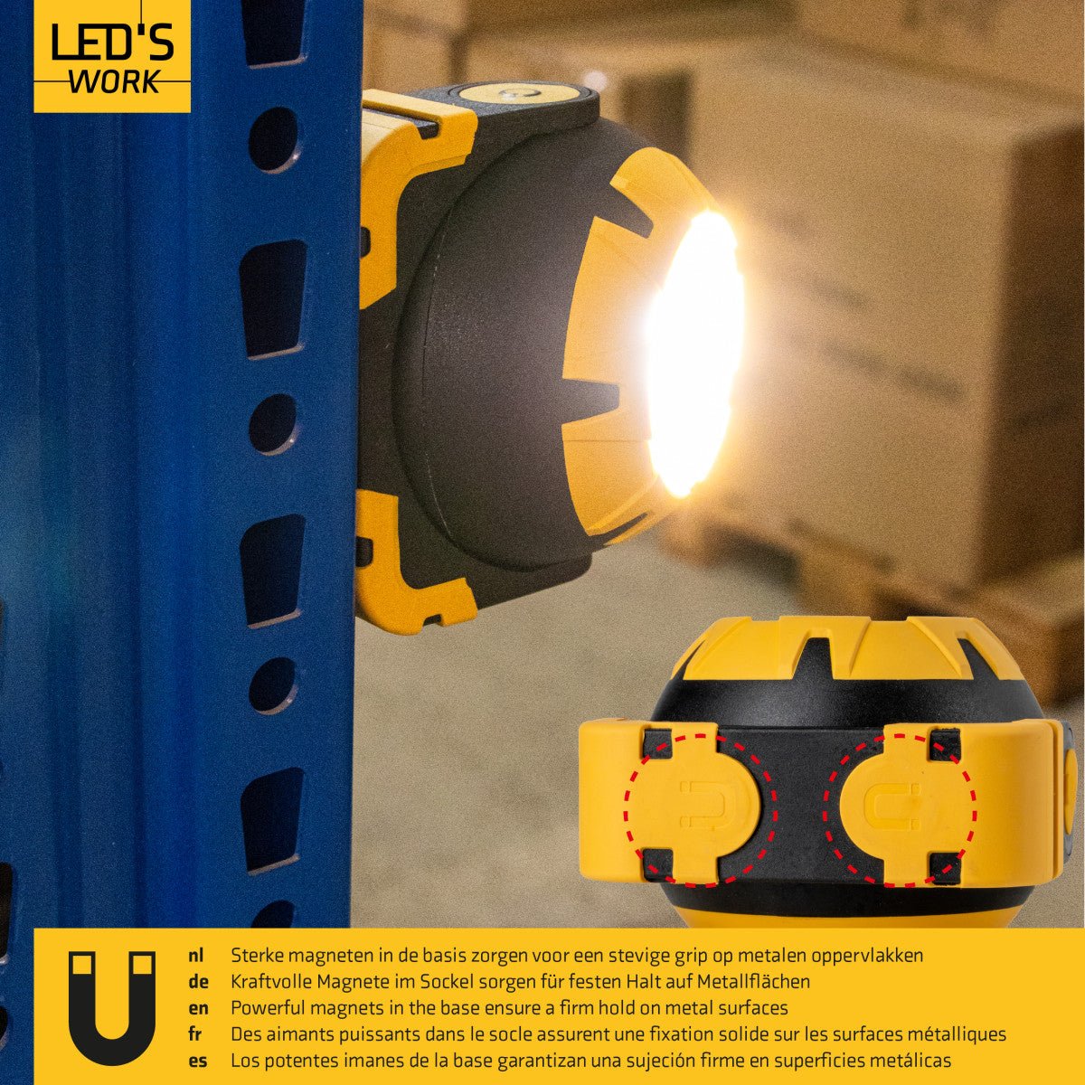 LED's Work Oplaadbare LED Looplamp – Krachtige Draadloze 800 Lumen Werk- & Noodlamp Werklampen led.gl