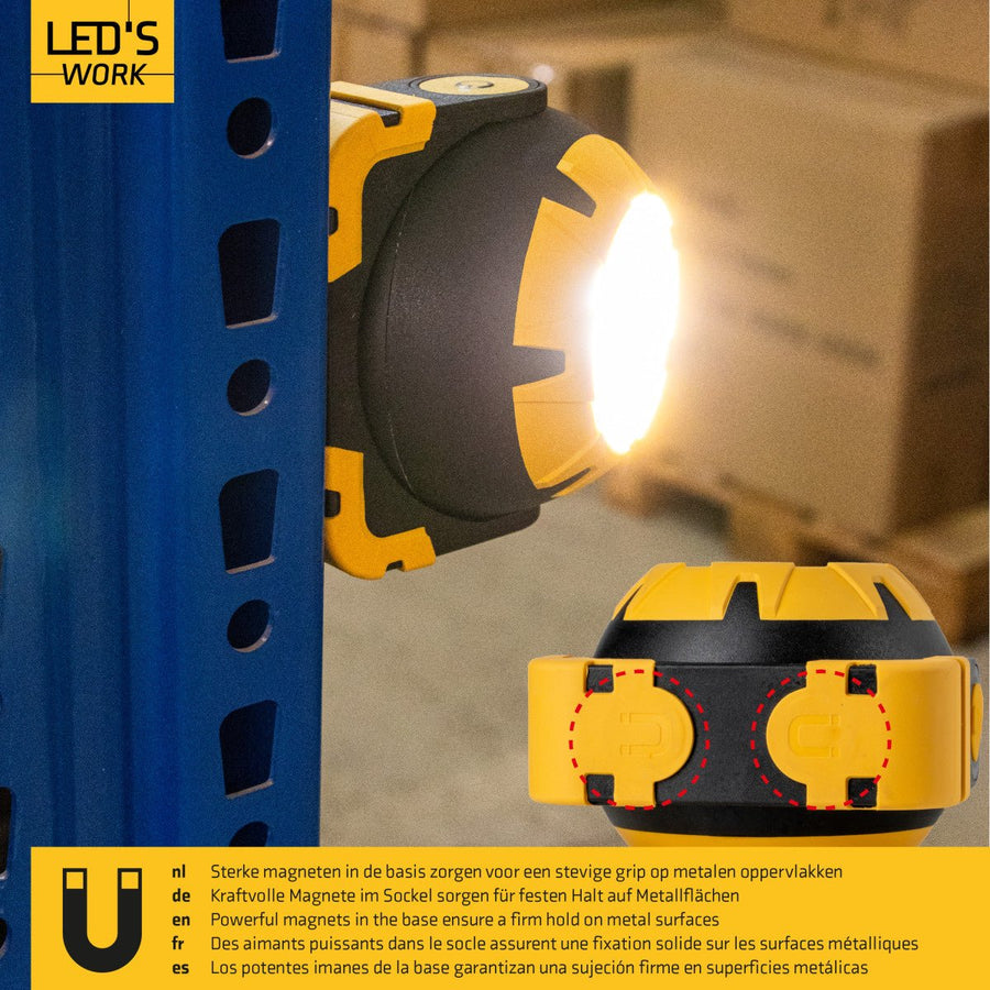 LED's Work Oplaadbare LED Looplamp – Krachtige Draadloze 800 Lumen Werk- & Noodlamp Werklampen led.gl