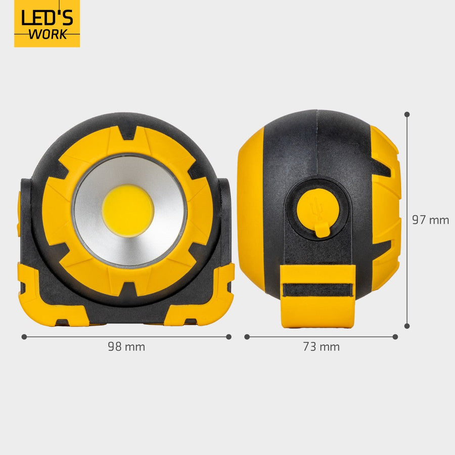 LED's Work Oplaadbare LED Looplamp – Krachtige Draadloze 800 Lumen Werk- & Noodlamp Werklampen led.gl