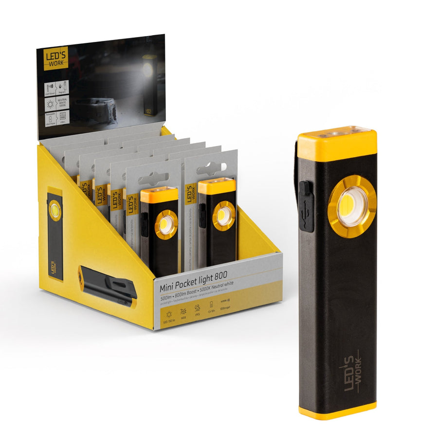 LED's Work Oplaadbare LED Mini Zaklamp met 3 lichtstanden (100, 500 en 700 Lumen) Zaklampen led.gl