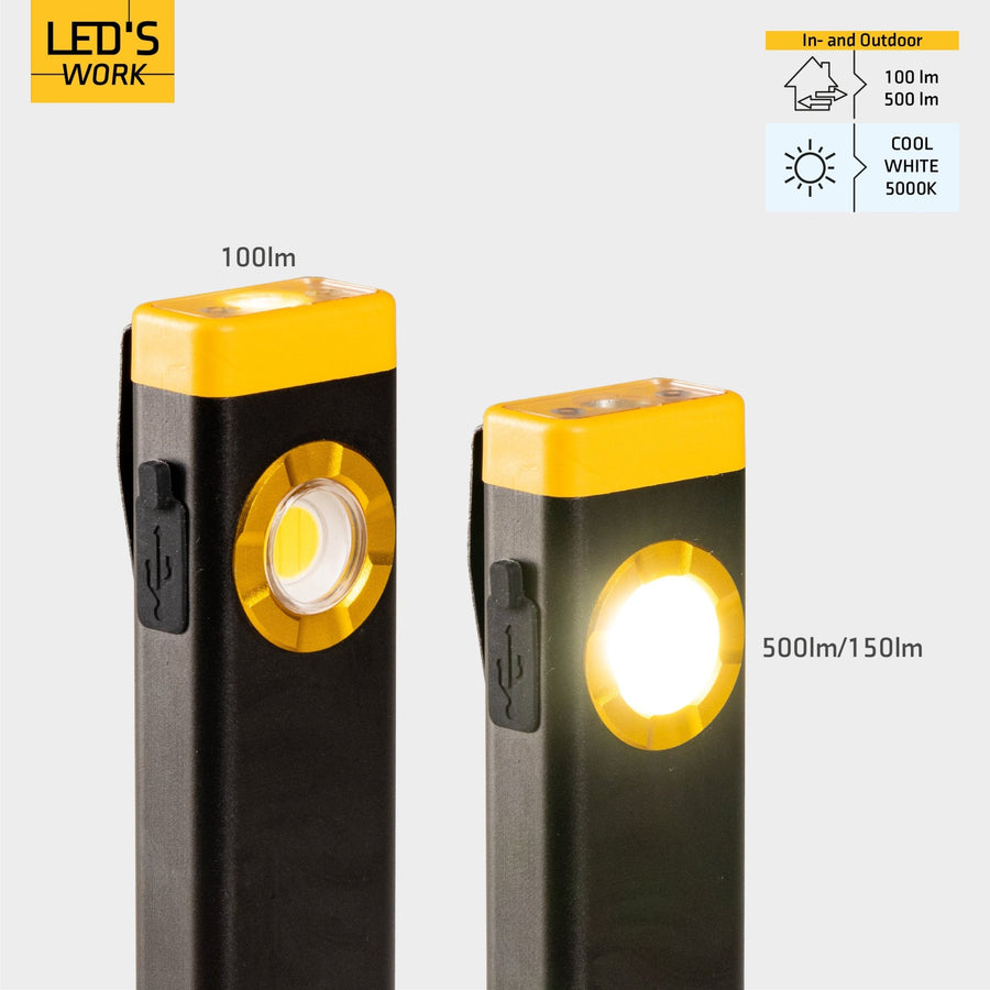 LED's Work Oplaadbare LED Mini Zaklamp met 3 lichtstanden (100, 500 en 700 Lumen) Zaklampen led.gl