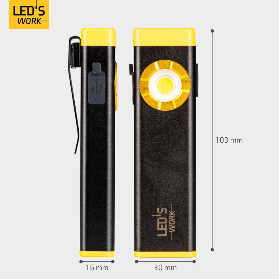 LED's Work Oplaadbare LED Mini Zaklamp met 3 lichtstanden (100, 500 en 700 Lumen) Zaklampen led.gl