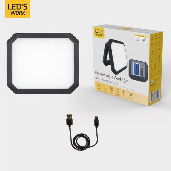 LED's Work Oplaadbare LED werklamp met accu 700 - Draadloos en draagbaar - 10W Bouwlampen led.gl