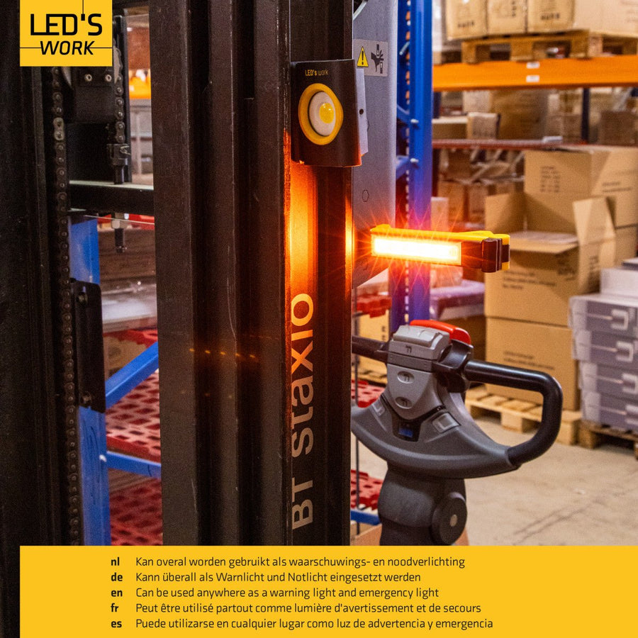 LED's Work Oplaadbare LED Werklamp op accu 600 - Werkt draadloos - Met magneet en haak Bouwlampen led.gl