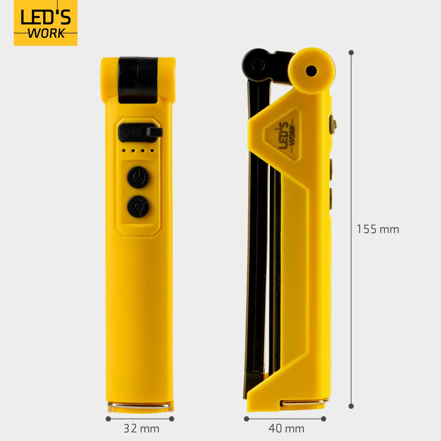 LED's Work Oplaadbare LED Werklamp op accu 600 - Werkt draadloos - Met magneet en haak Bouwlampen led.gl