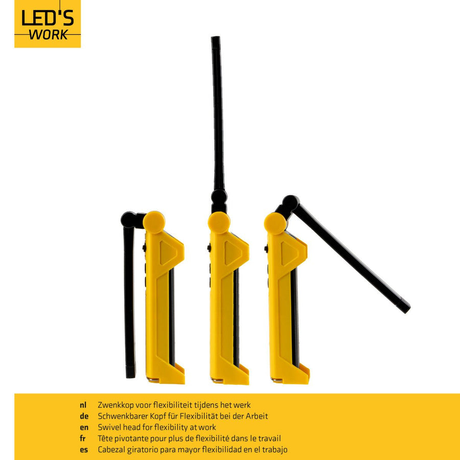 LED's Work Oplaadbare LED Werklamp op accu 600 - Werkt draadloos - Met magneet en haak Bouwlampen led.gl