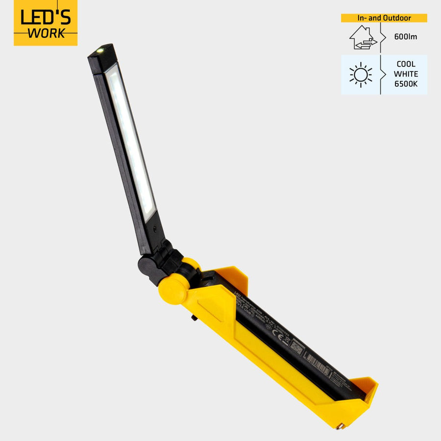LED's Work Oplaadbare LED Werklamp op accu 600 - Werkt draadloos - Met magneet en haak Bouwlampen led.gl