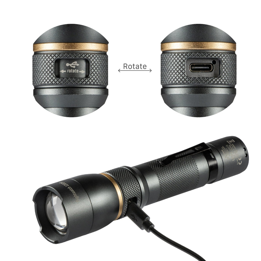 LED's Work Oplaadbare LED Zaklamp - 1200 Lumen - IPX7 Waterdicht - Met 3 lichtstanden led.gl