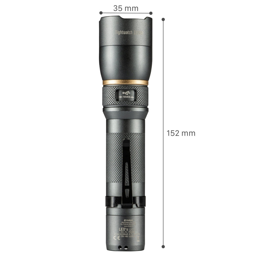 LED's Work Oplaadbare LED Zaklamp - 1200 Lumen - IPX7 Waterdicht - Met 3 lichtstanden led.gl