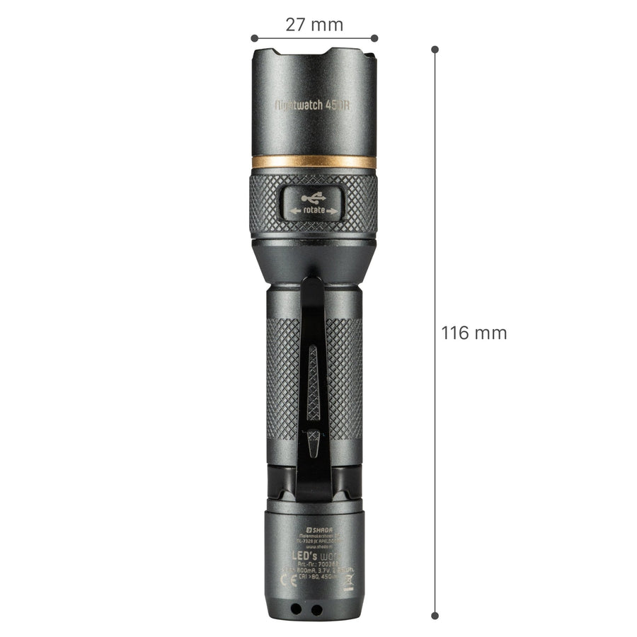 LED's Work Oplaadbare LED Zaklamp - 450 Lumen - IPX7 Waterdicht - Met 3 lichtstanden led.gl