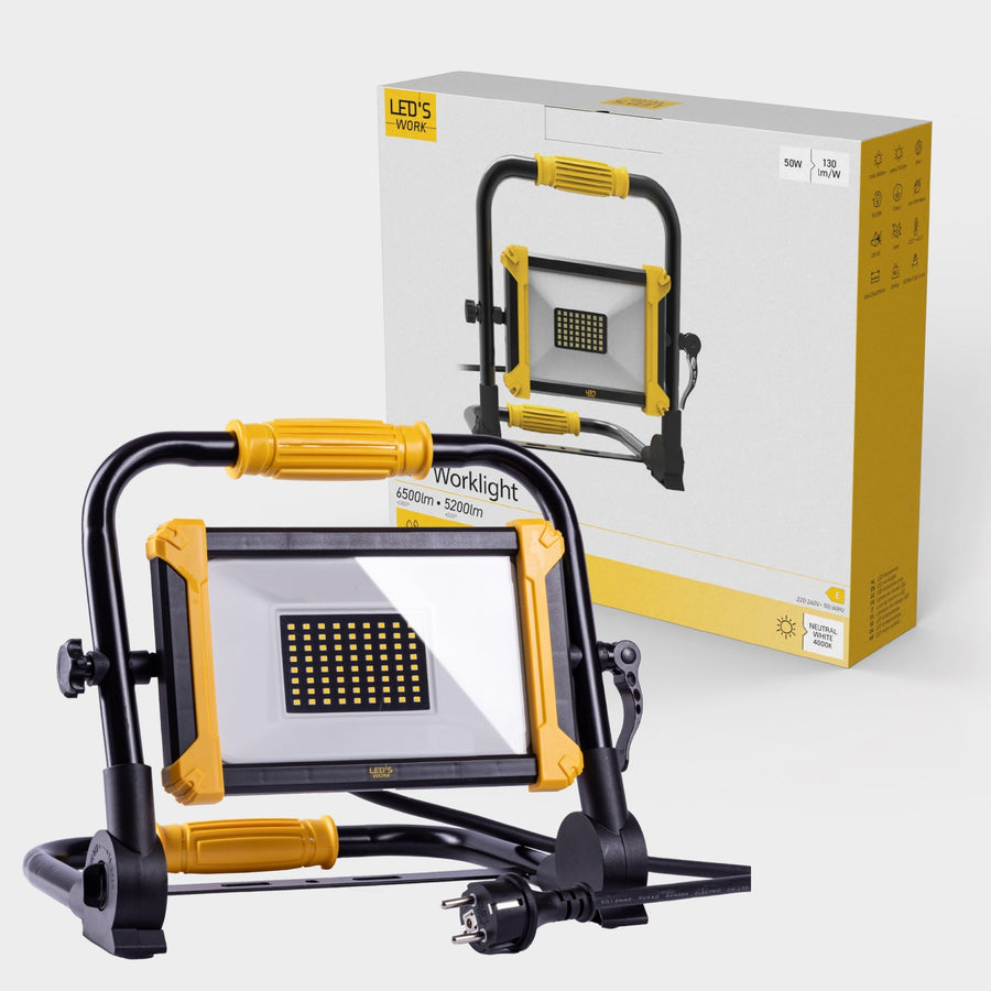 LED's Work Opvouwbare Bouwlamp 6400 - 50W - 5 meter kabel Bouwlampen led.gl