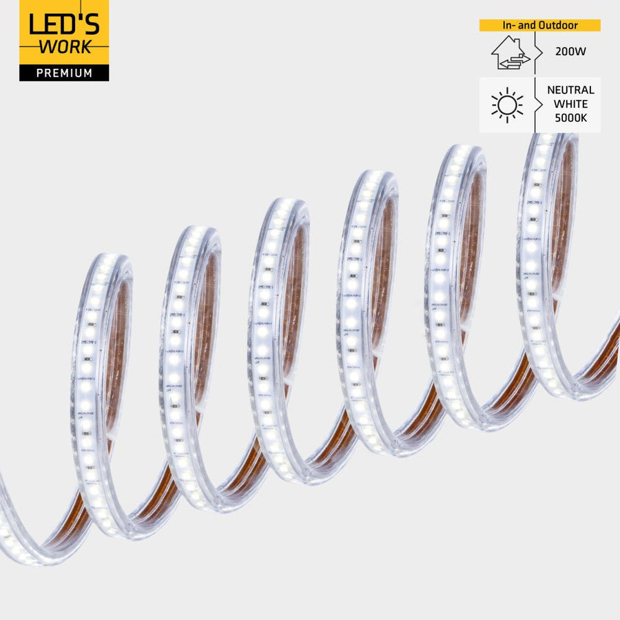 LED's Work Premium Safeline LED Lichtslang 25m 200W 48V 20 000lm 5000K Op Haspel Werklampen led.gl