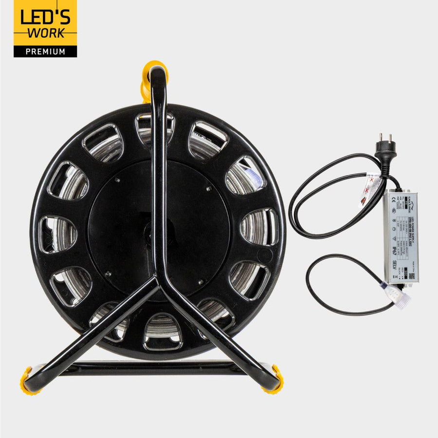 LED's Work Premium Safeline LED Lichtslang 25m 200W 48V 20 000lm 5000K Op Haspel Werklampen led.gl