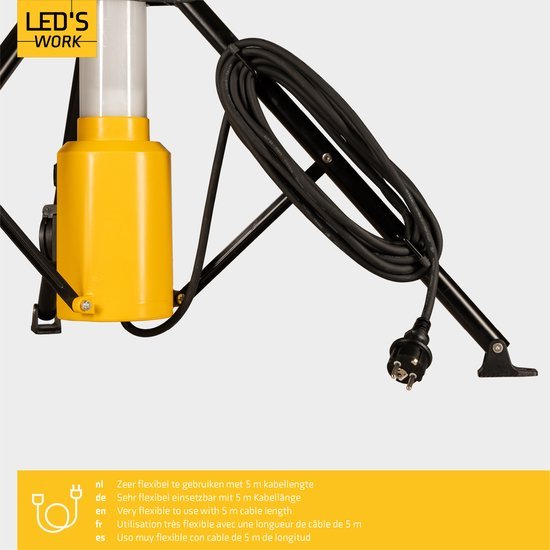 LED's Work Toren bouwlamp met extra stopcontact - Staaf werklamp - 100W - 12000 lm Bouwlampen led.gl