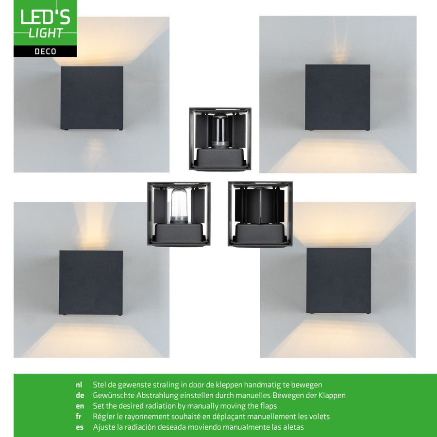 Lumo Cube Antraciet - Wandarmatuur zonder lichtbron - Excl 1xG9 - IP65 Wandlampen led.gl