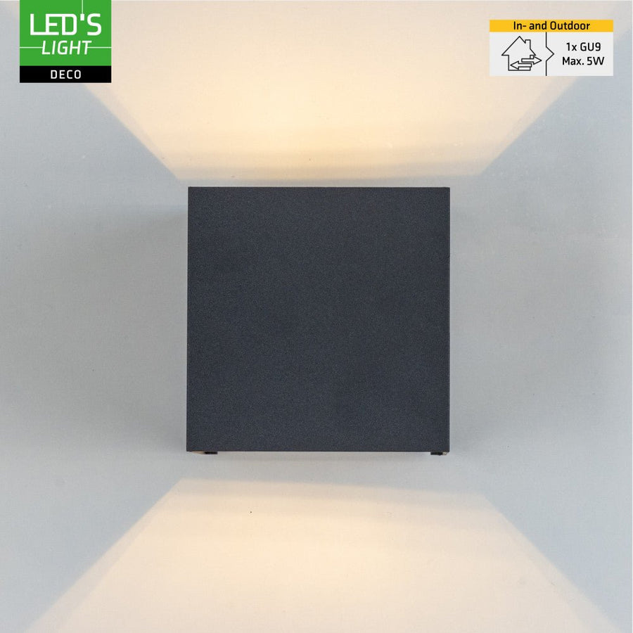 Lumo Cube Antraciet - Wandarmatuur zonder lichtbron - Excl 1xG9 - IP65 Wandlampen led.gl