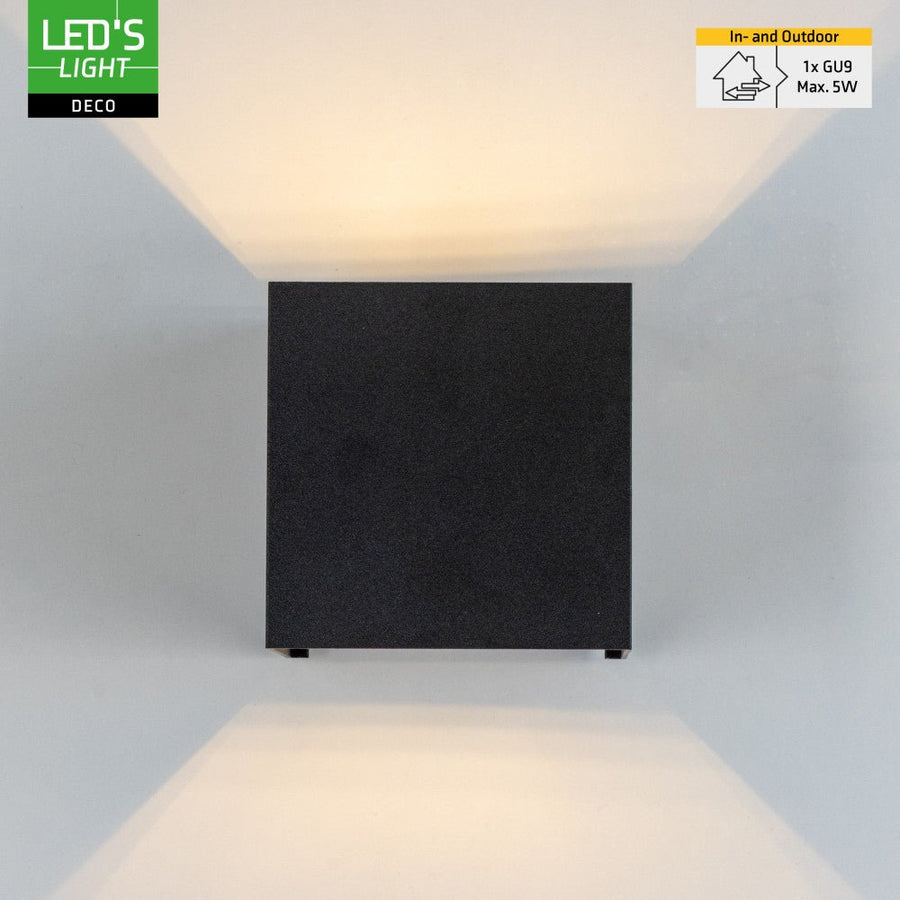 Lumo Cube Zwart - Wandarmatuur zonder lichtbron - Excl 1xG9 - IP65 Wandlampen led.gl