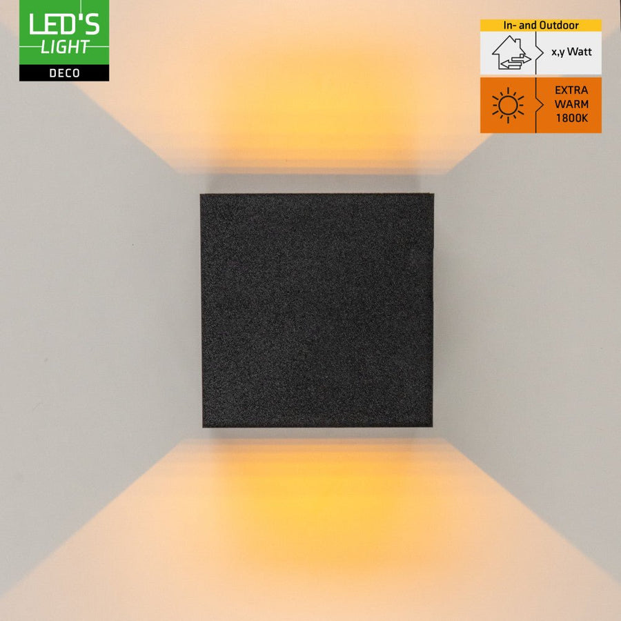 Lumo Qube Wandlamp Buitenlamp met Lichtbron - wandarmatuur - 380lm 1800K - Zwart - IP54 Wandlampen led.gl