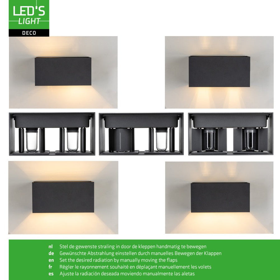 Lumo Recta Antraciet - Wandarmatuur zonder lichtbron - Excl 2xG9 - IP65 Wandlampen led.gl