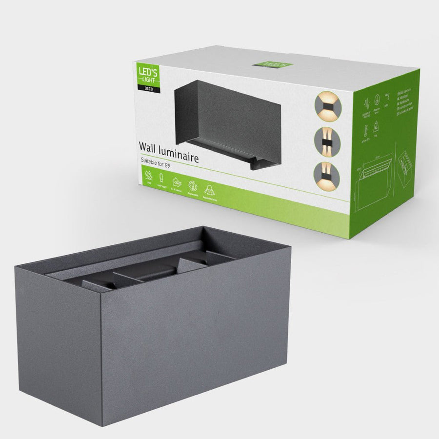 Lumo Recta Antraciet - Wandarmatuur zonder lichtbron - Excl 2xG9 - IP65 Wandlampen led.gl