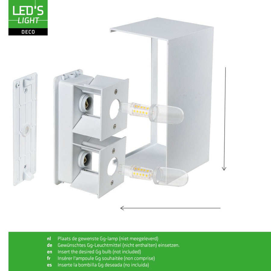 Lumo Recta Wit - Wandarmatuur zonder lichtbron - Excl 2xG9 - IP65 Wandlampen led.gl
