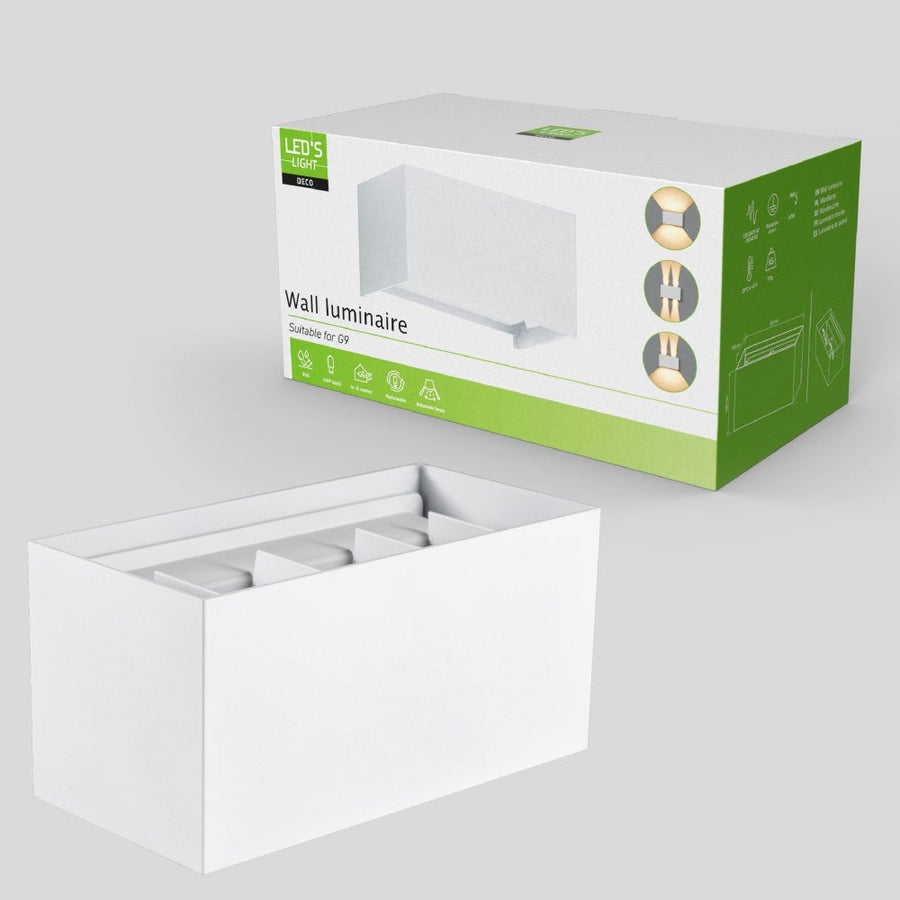 Lumo Recta Wit - Wandarmatuur zonder lichtbron - Excl 2xG9 - IP65 Wandlampen led.gl