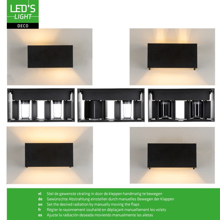 Lumo Recta Zwart - Wandarmatuur zonder lichtbron - Excl 2xG9 - IP65 Wandlampen led.gl