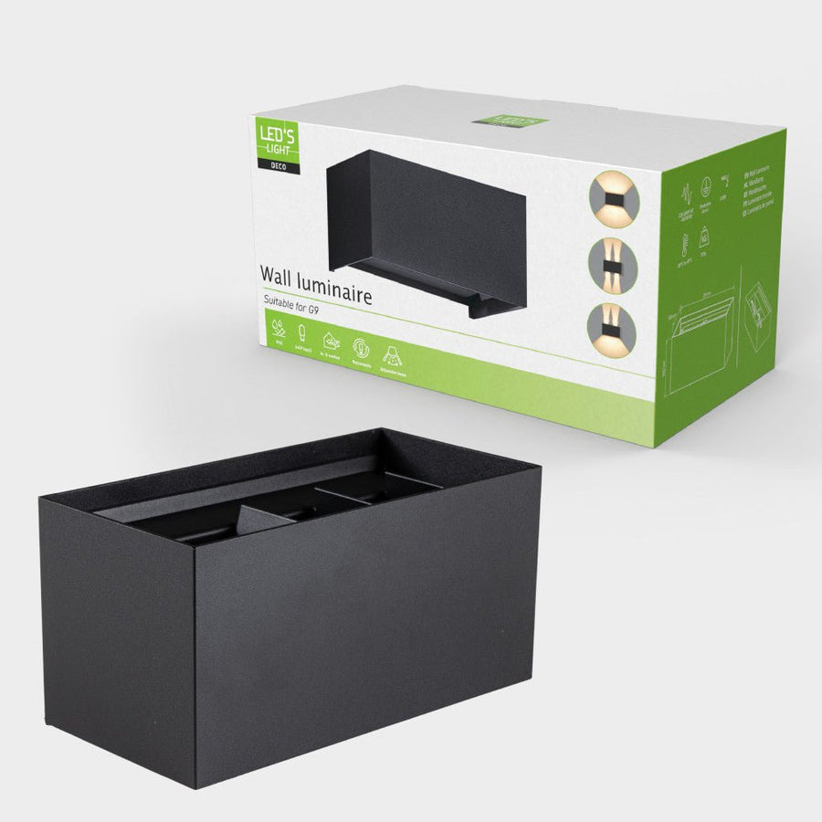 Lumo Recta Zwart - Wandarmatuur zonder lichtbron - Excl 2xG9 - IP65 Wandlampen led.gl