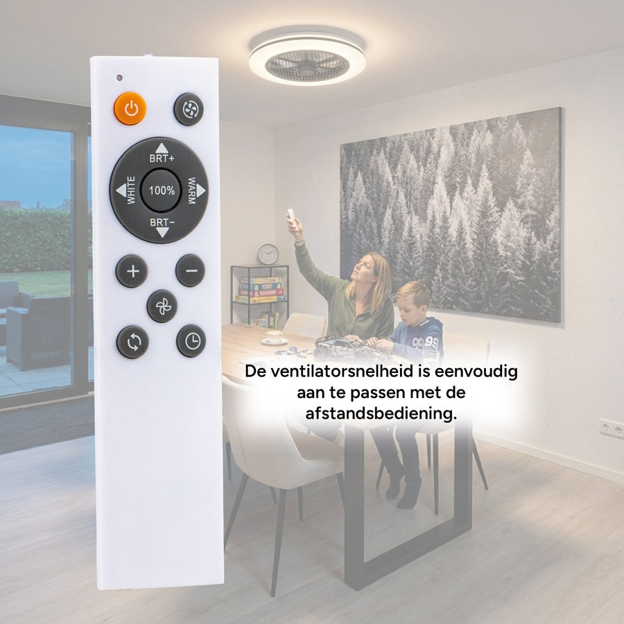 Moderno 3D plafondventilator met verlichting 50cm – Dimmen en lichtkleur instellen via afstandsbediening – Met zomer- en winterstand en timerfunctie Plafondventilatoren led.gl