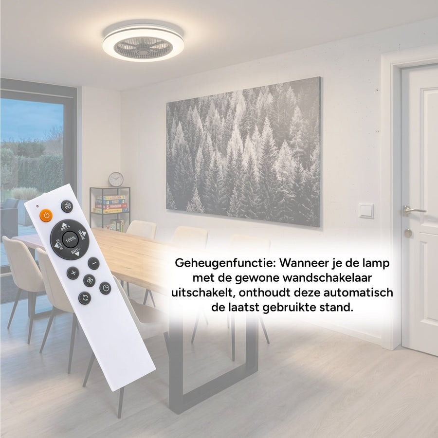 Moderno 3D plafondventilator met verlichting 50cm – Dimmen en lichtkleur instellen via afstandsbediening – Met zomer- en winterstand en timerfunctie Plafondventilatoren led.gl