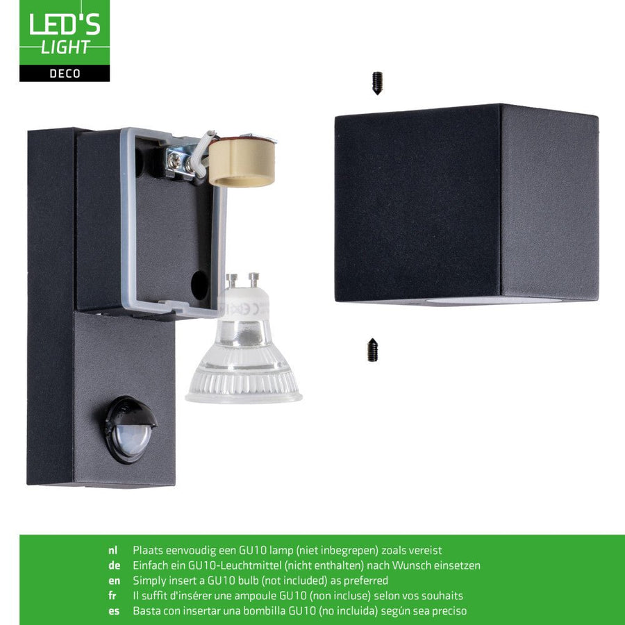 NØRD Down Sensor - Aluminium - 1xGU10 - Zwart - IP44 led.gl
