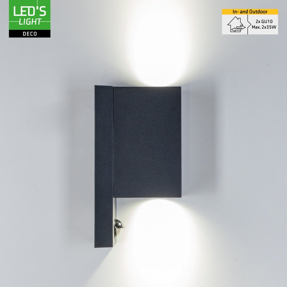 NØRD Up&Down Sensor - Aluminum - Wandarmatuur - 2xGU10 - Zwart Wandlampen led.gl
