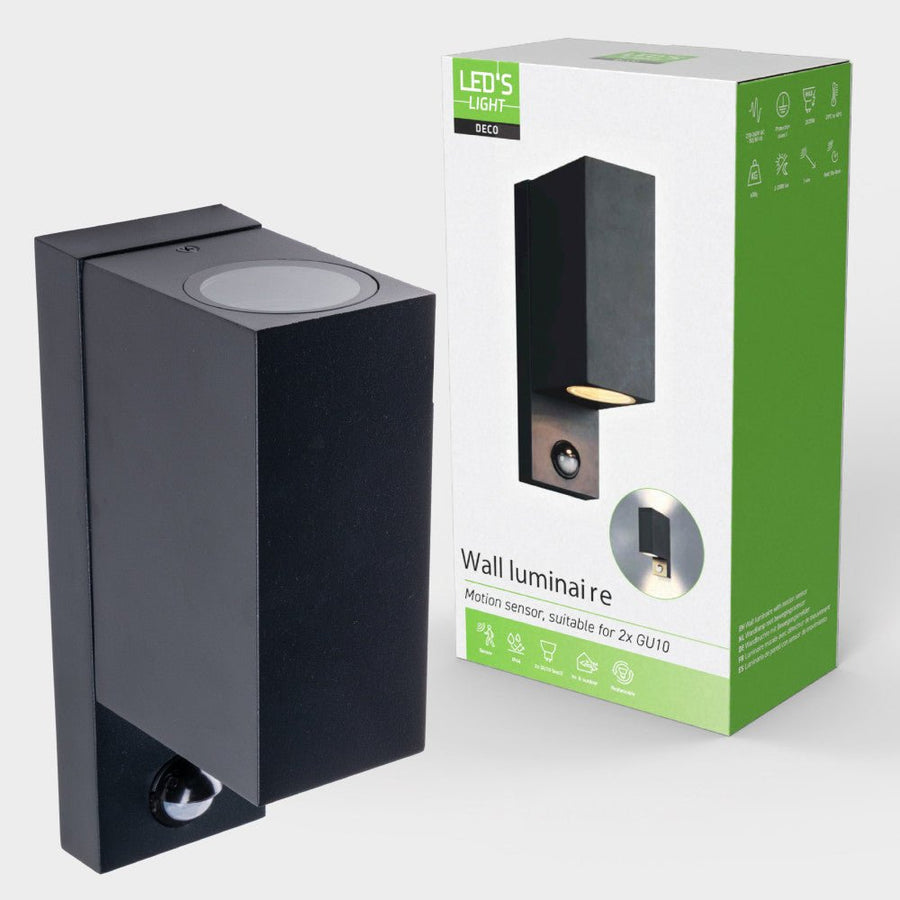 NØRD Up&Down Sensor - Aluminum - Wandarmatuur - 2xGU10 - Zwart Wandlampen led.gl