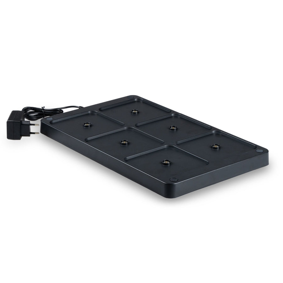 Oplaadstation voor 6 oplaadbare LED tafellampen - Docking met voeding - Zwart led.gl