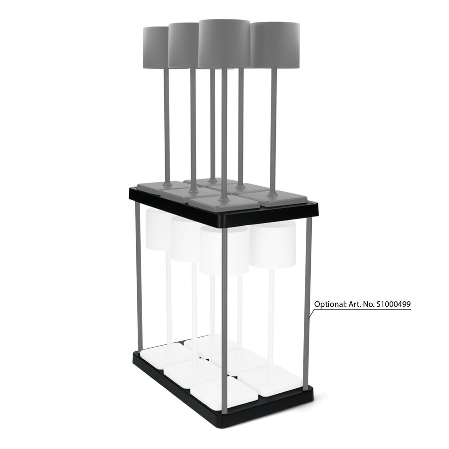 Oplaadstation voor 6 oplaadbare LED tafellampen - Docking met voeding - Zwart led.gl