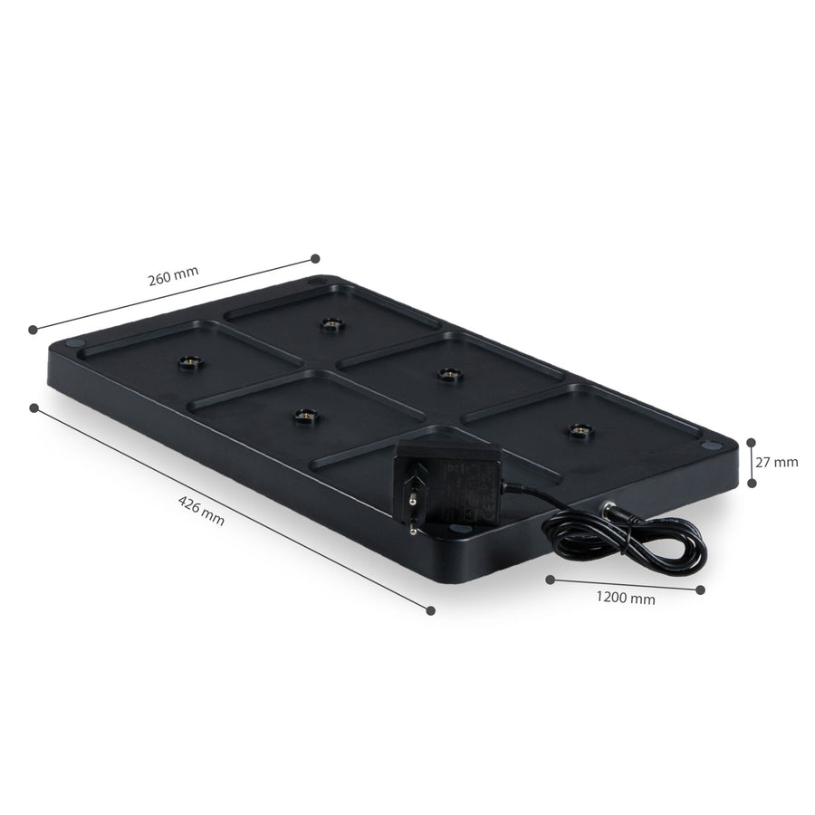 Oplaadstation voor 6 oplaadbare LED tafellampen - Docking met voeding - Zwart led.gl