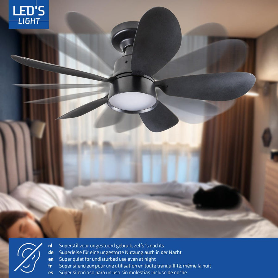 Plafondlamp met ventilator - 25W 1100lm 3000K/6500K Verwijderbare bladen Gemakkelijke installatie Plafondventilatoren led.gl