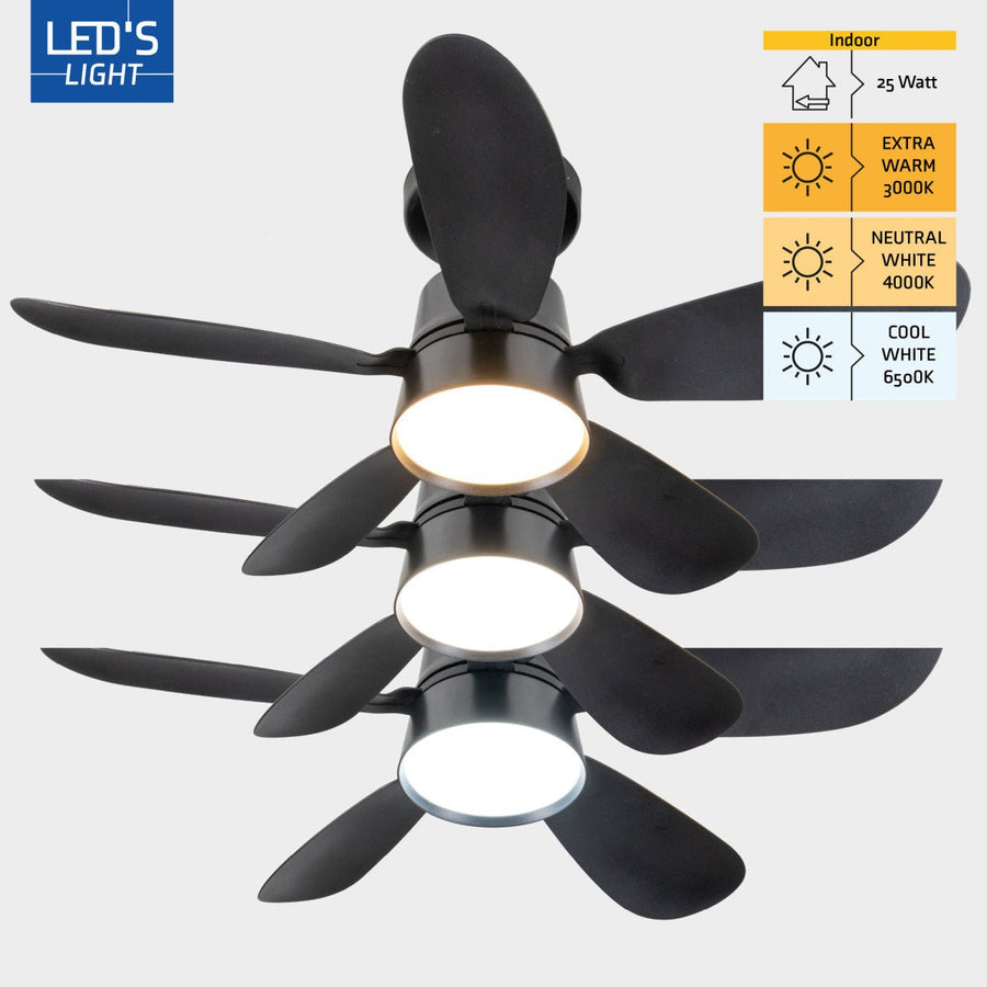 Plafondlamp met ventilator - 25W 1100lm 3000K/6500K Verwijderbare bladen Gemakkelijke installatie Plafondventilatoren led.gl