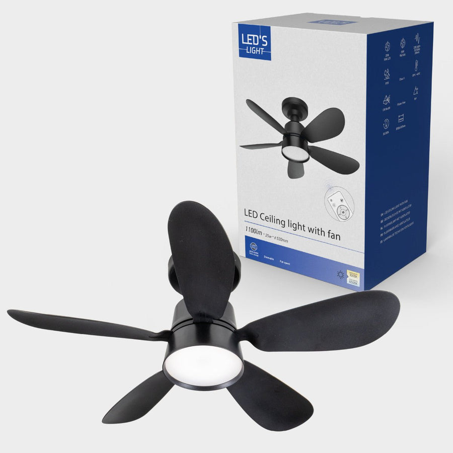 Plafondlamp met ventilator - 25W 1100lm 3000K/6500K Verwijderbare bladen Gemakkelijke installatie Plafondventilatoren led.gl