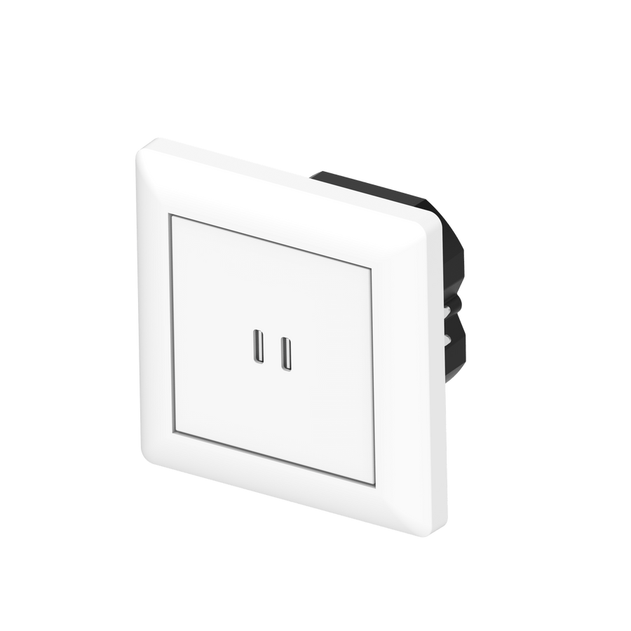 ProCharge USB-C inbouw wandcontactdoos stopcontact duo - 2 snelladers USB-C poorten - Universeel - Wit Stekkers led.gl
